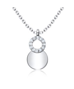 Shine Circle CZ Silver Necklace SPE-3211